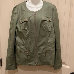 Charter Club Womens Sz 16 Classic Light Jacket Full Zipper Long Sleeves Pockets